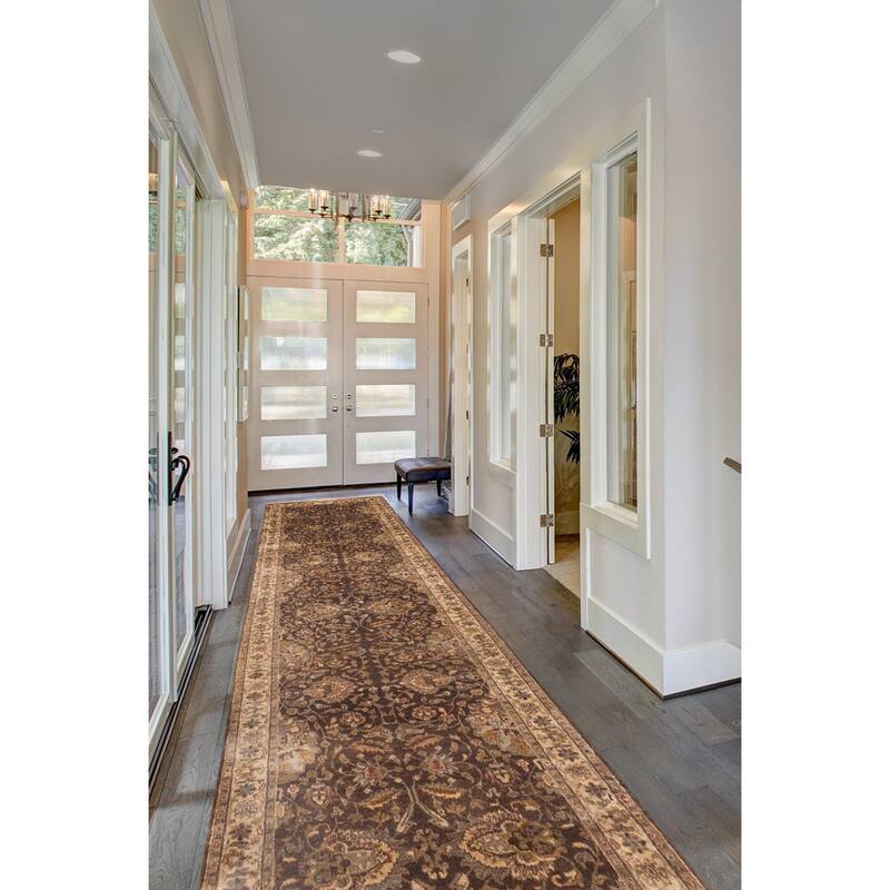 ECARPETGALLERY Hand-knotted Mirzapur Dark Brown Wool Rug - 2'8 x 9'10