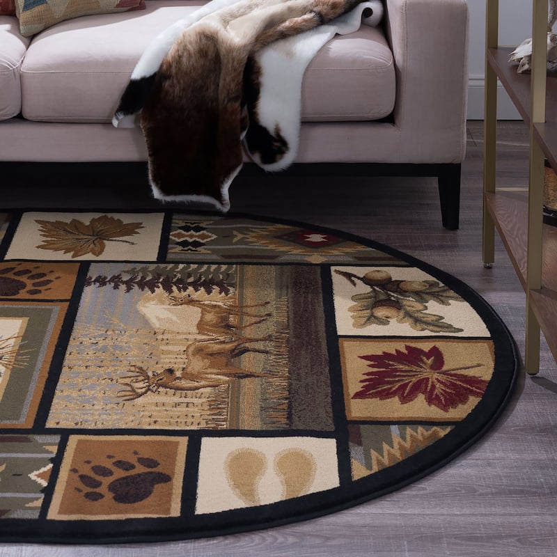 Natural Lodge Novelty Graphic Indoor Area Rug