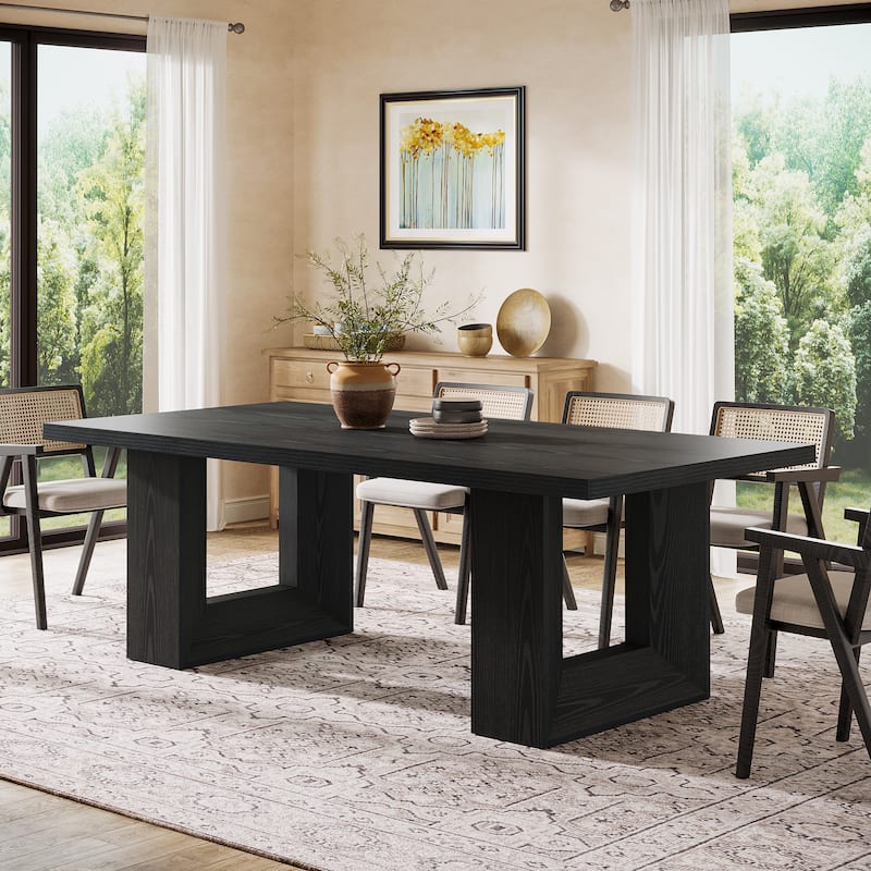 63'' Kitchen Dining Table for 6 People, Strong Geometric Legs - Black