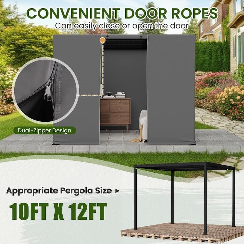 Outdoor Louvered Pergola with Optional Winter Cover Accessory | Adjustable Aluminum Hardtop Gazebo Includes Curtains & Netting