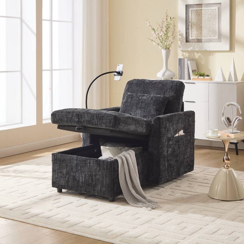 Multifunctional Lazy Person Sofa Recliner can be Stored Storage Backrest with Cell Phone Bracket Single Leisure Chair
