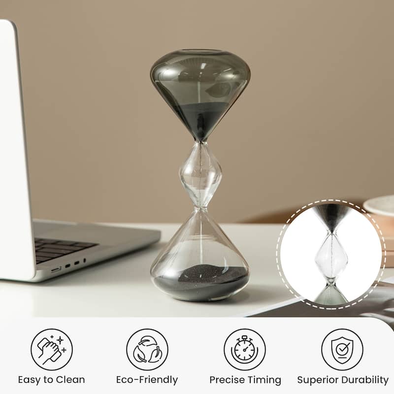 Glitzhome 7.75"H Set of 2 Tri-Layer Two-Tone Color Hourglasses with 15-Minute Sand Timers