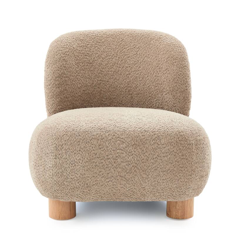 Christopher Knight Home - Modern Boucle Upholstered Accent Chair with Solid Rubberwood Legs