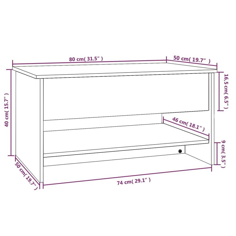 vidaXL Coffee Table Lift Top End Table Accent Side Sofa Table Engineered Wood - 31.5" x 19.7" x 16.7"