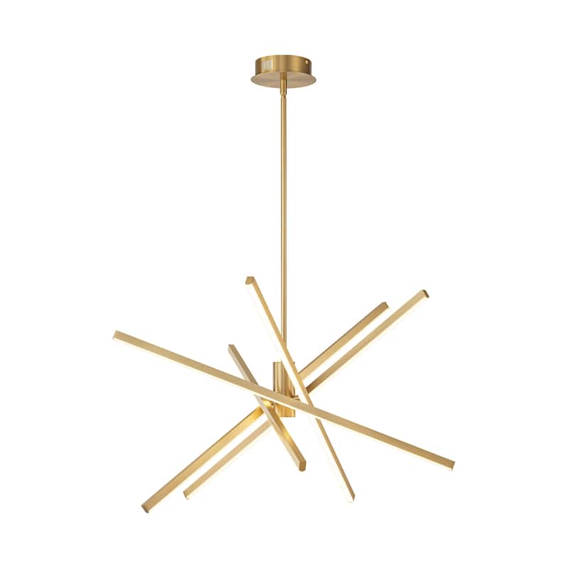 5-Light Modern Sputnik Linear Pendant Lights Integrated LED Kitchen Island Lighting