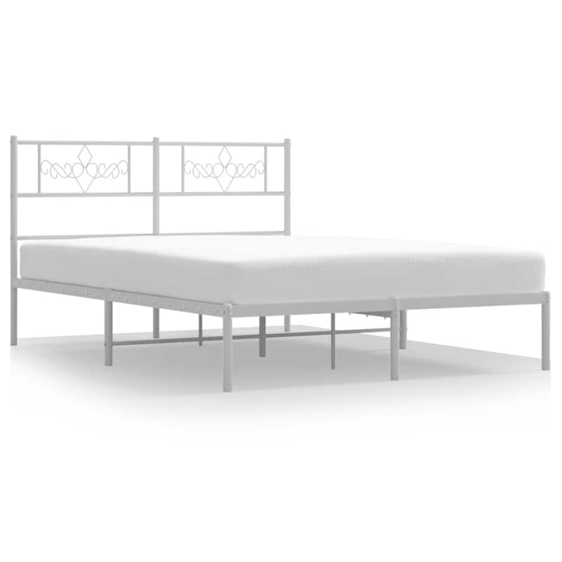 vidaXL 12 Inches White Queen Metal Bed Frame No Mattress - 81.5" x 61.4" x 35.4"
