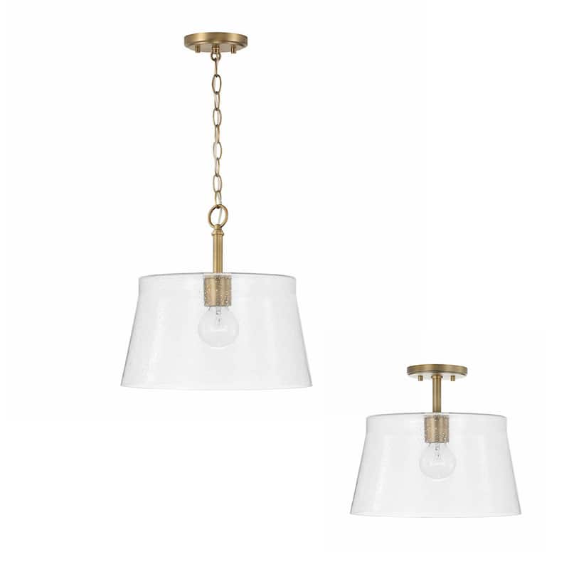 Baker 1-light Pendant/ Semi-Flush Mount w/ Clear Seeded Glass