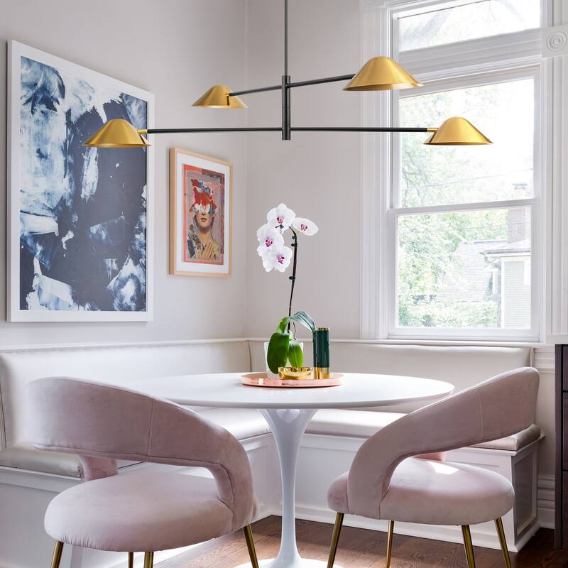 4-Light Mid-Century Modern Industrial Oversized Sputnik Pendant Light Cone Linear Chandelier - 59 in. W x 9.8 in. H