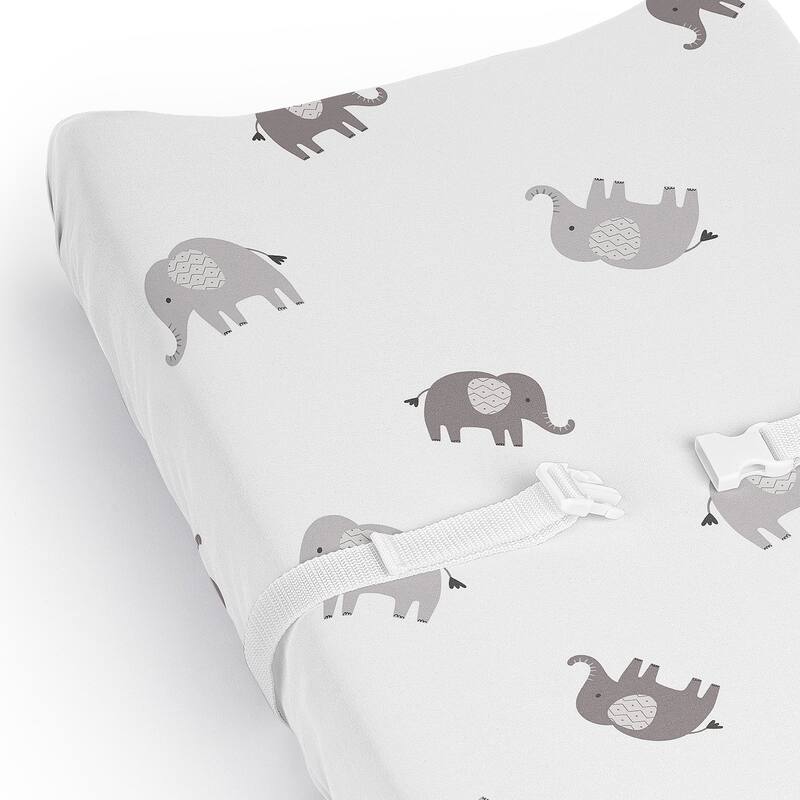 Sweet Jojo Designs Grey and White Boho Bohemian Elephant Boy Girl Gender Neutral Changing Pad Cover Sheet Safari Animals Modern