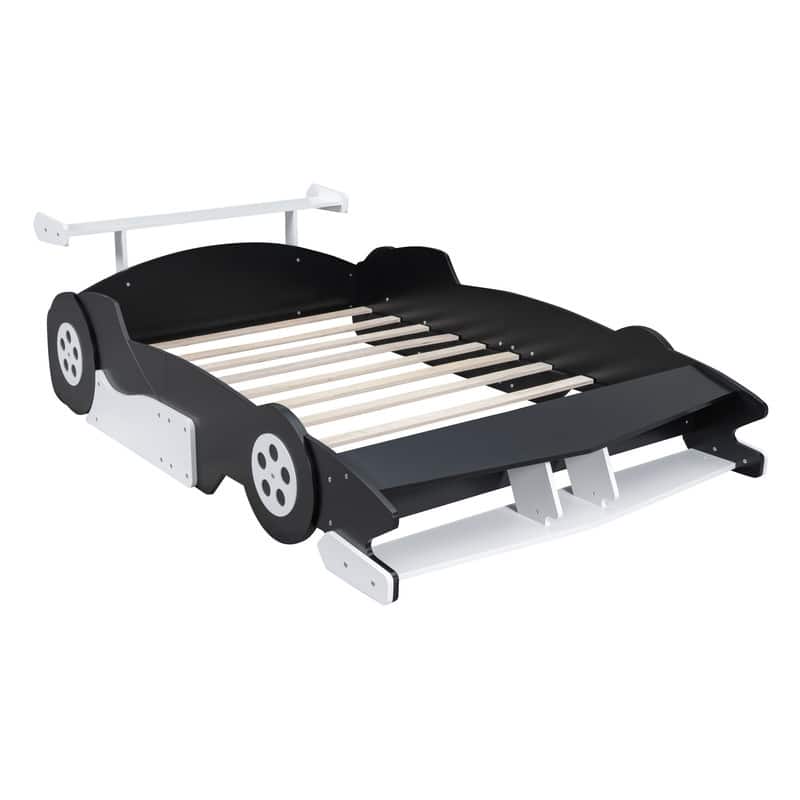 Full Size Car-Shaped Platform Bed Kids Race Car Bed with Wheels - Bed ...