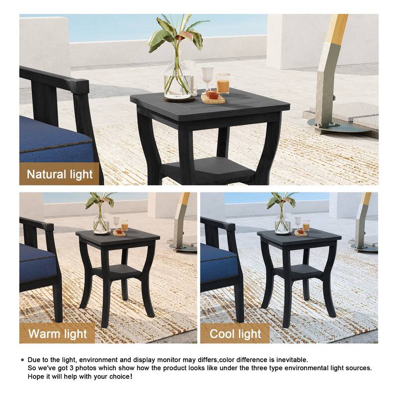 Black Wood Patio Accent Chairs with Water-Resistant Cushions