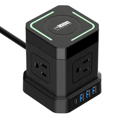 Wireless Charger cube power strip with usb ports surge protection usb