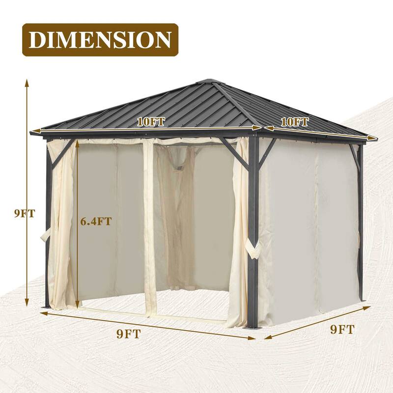 Outdoor Steel Gazebo Galvanized Steel Roof Aluminum Post Hardtop Gazebo