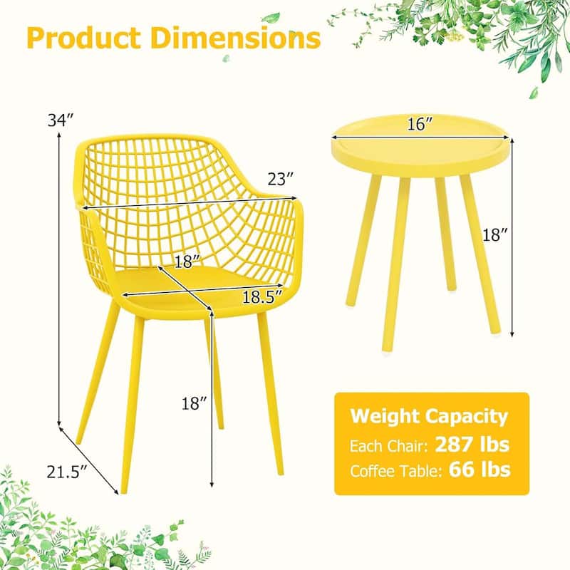 3PCS Patio Furniture Set Outdoor Bistro Set Small Conversation Set
