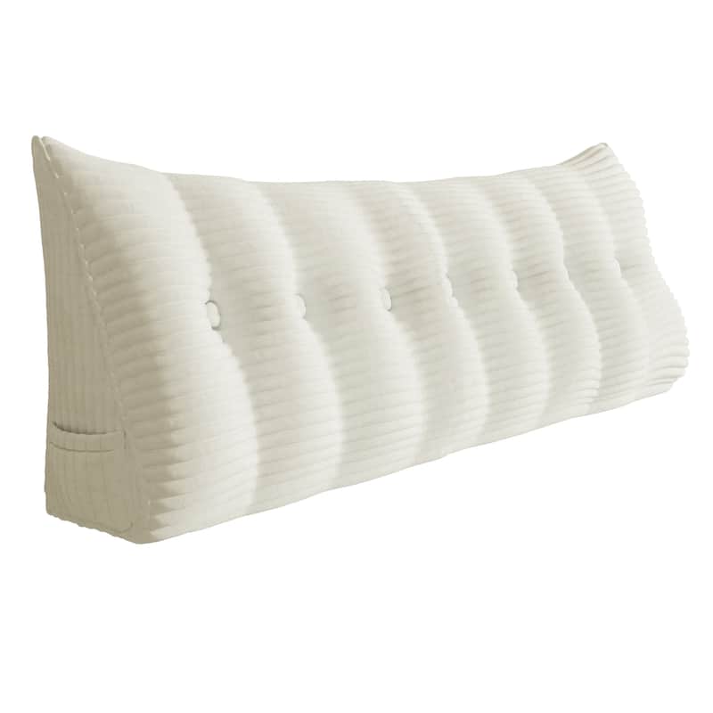 WOWMAX Headboard Reading Wedge Pillow Back Support Bed Rest TV Watch - King - White