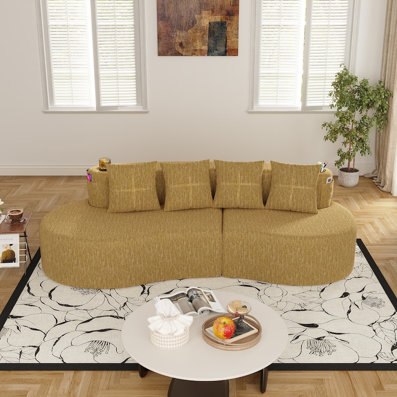 Modern Curved Sectional 3 Seat Minimalist Elegant Half Moon Sofa Compressed Modular Sectional Sofa for Living Room, Office