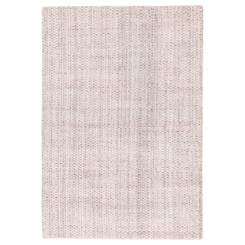 ECARPETGALLERY Braided Weave Loreto Light Grey Wool Rug - 4'1 x 5'11