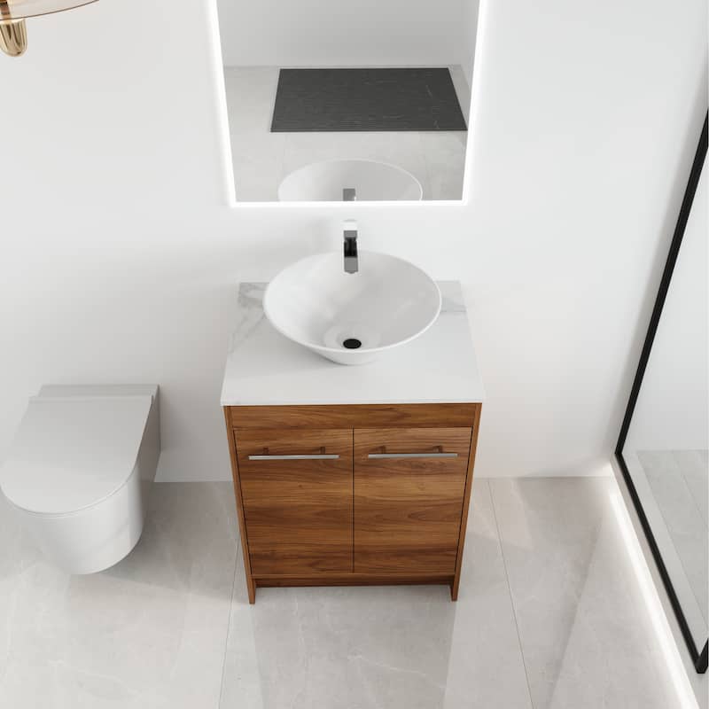 Malwee 24"/36"/48"/60" FreeStanding Bathroom Vanity, Floor Stand Bathroom Vanity with Ceramic Sink,Soft Close Door and Shelf
