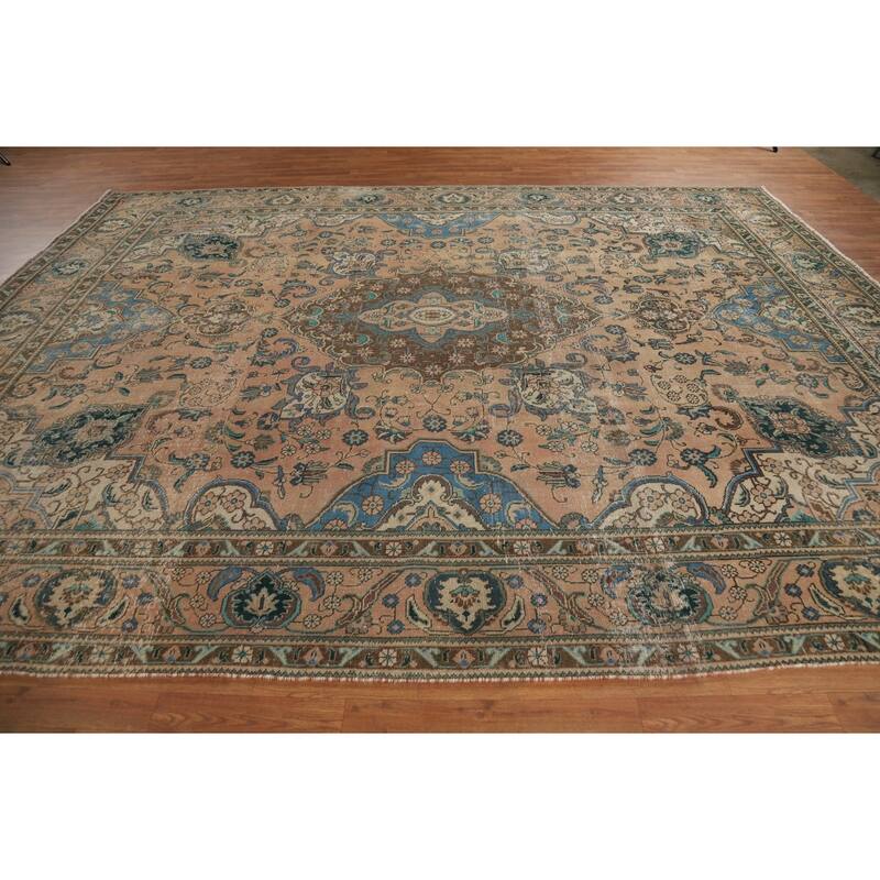 Floral Tabriz Persian Area Rug Hand-Knotted Wool Carpet - 9'6" x 12'8"