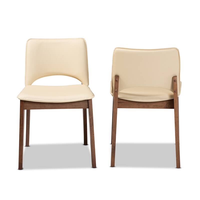 Afton Mid-Century Modern 2-Piece Short Back Dining Chair Set