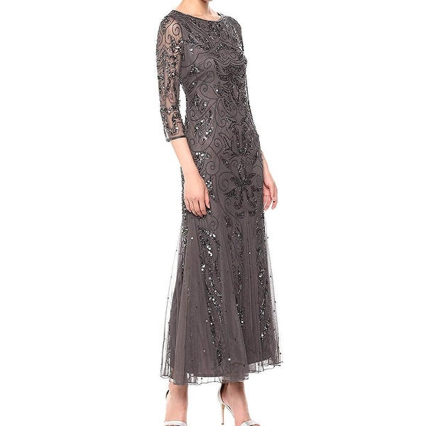 pisarro nights illusion neck sequin gown