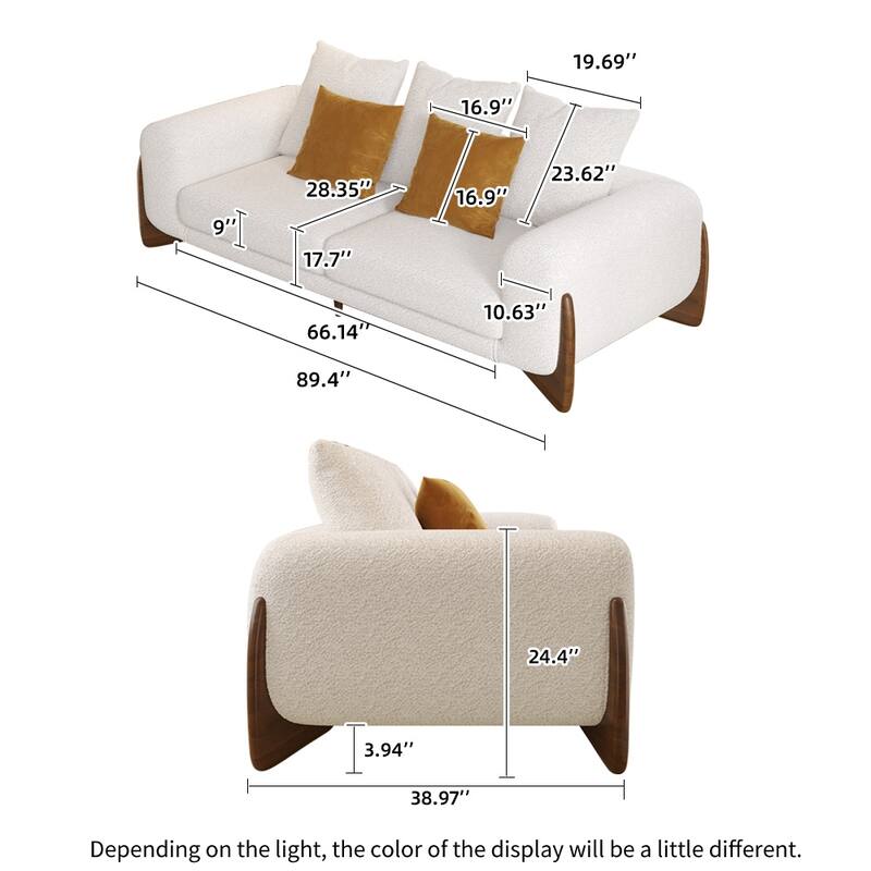 JASIWAY 89 in 3-Seat Modern Sofa Couch with Solid Wood Frame