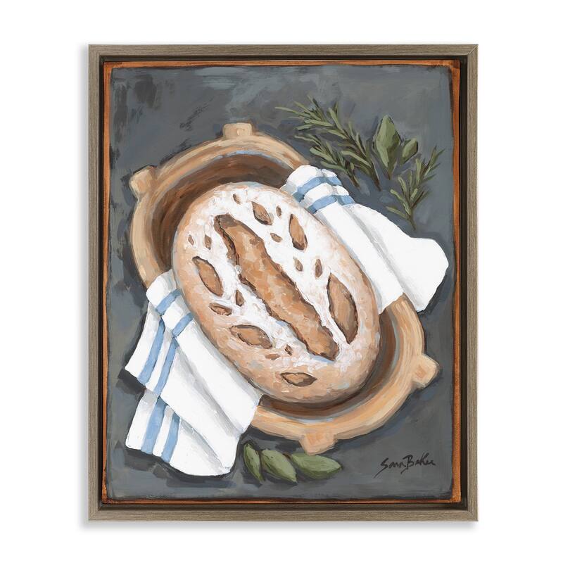 Stupell Bread Baking Basket Framed Floater Canvas Wall Art Design By Sara Baker - 25 x 31 - Brown