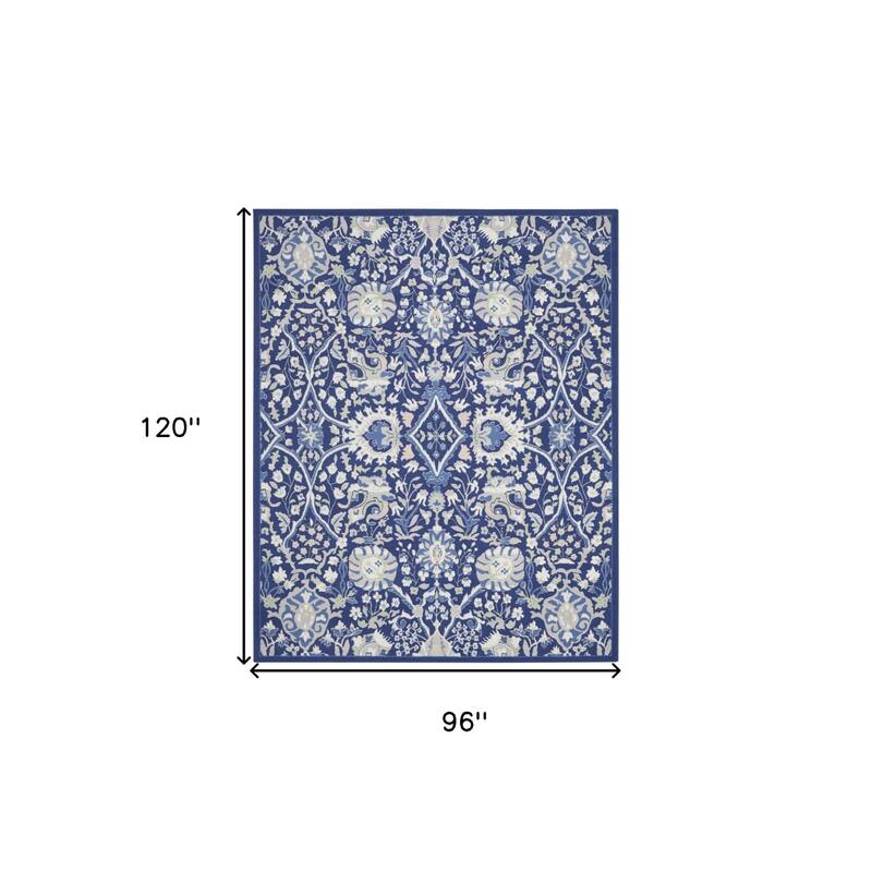 Power Loomed Distressed Floral Traditional Non Skid Stain Resistant Area Rug - 120' X '96' X '0.39