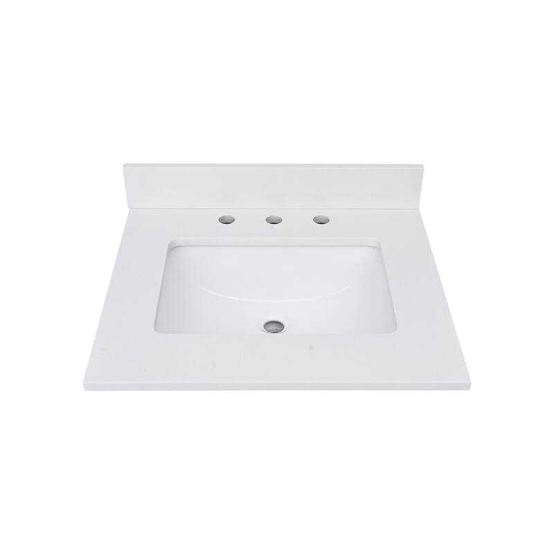 Avanity Quartz Vanity Top with Rectangular Undermount Sinks - 25" Single Sink - Everest White