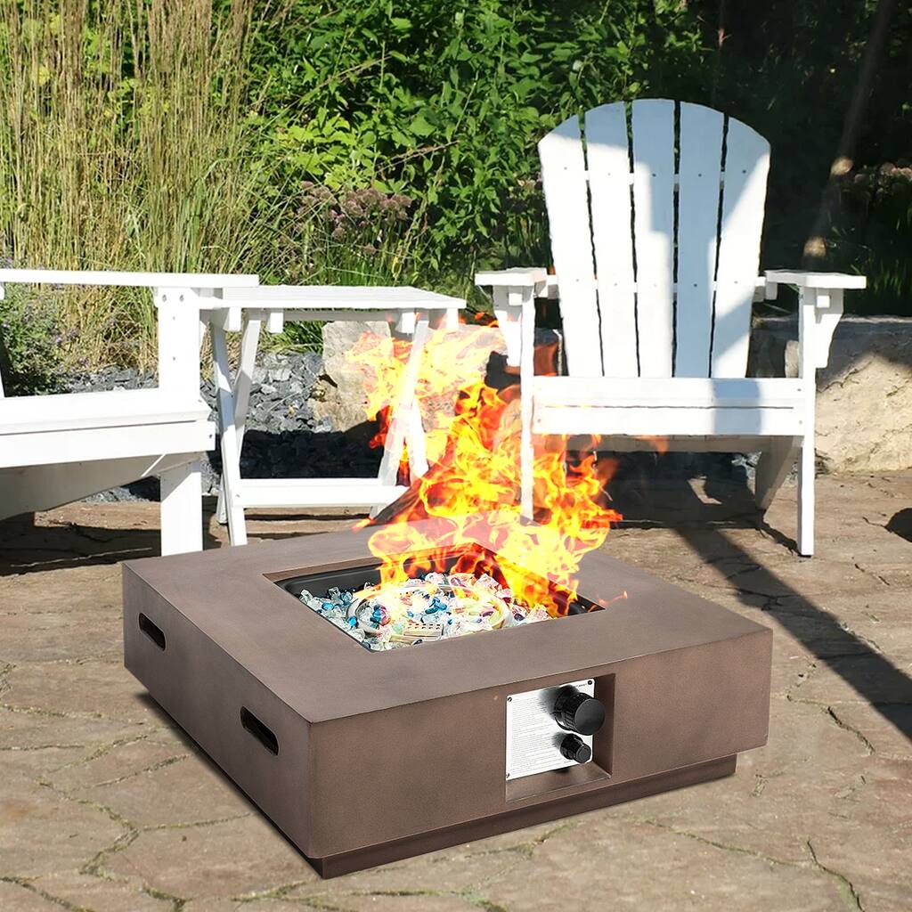 Outdoor Concrete Fire Pit Table Propane Fire Pit Patio Gas Fire Pit Table - N/A