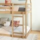 preview thumbnail 4 of 48, Twin over Twin Rubber Wood Floor Bunk Bed, with ladder,Guardrails,House-Shaped-Bunk Bed
