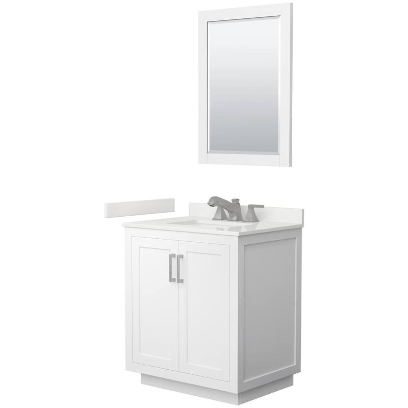 Wyndham Collection WCF292930S-QTZ-US3M24 Miranda 30" Free Standing - White / White Quartz Top / Brushed Nickel Hardware