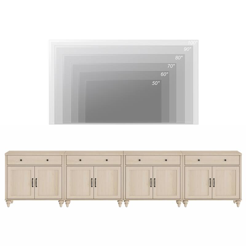 Farmhouse TV Stand for 75 inch TV, TV Console with Storage