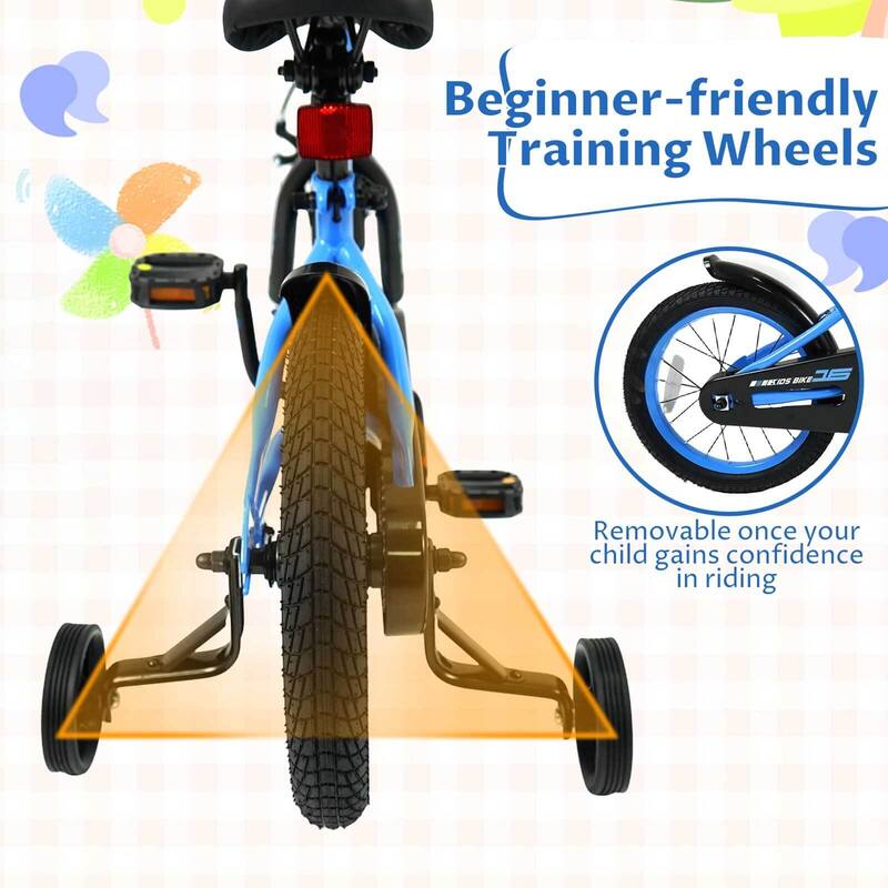 Costway 14" Kids Bike with Removable Training Wheels Adjustable Seat & - See Details