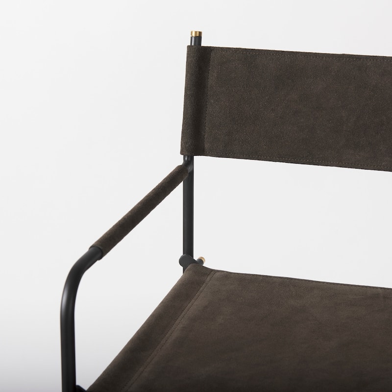 Direttore Black Genuine Leather Seat with Black Metal Frame Counter Stool
