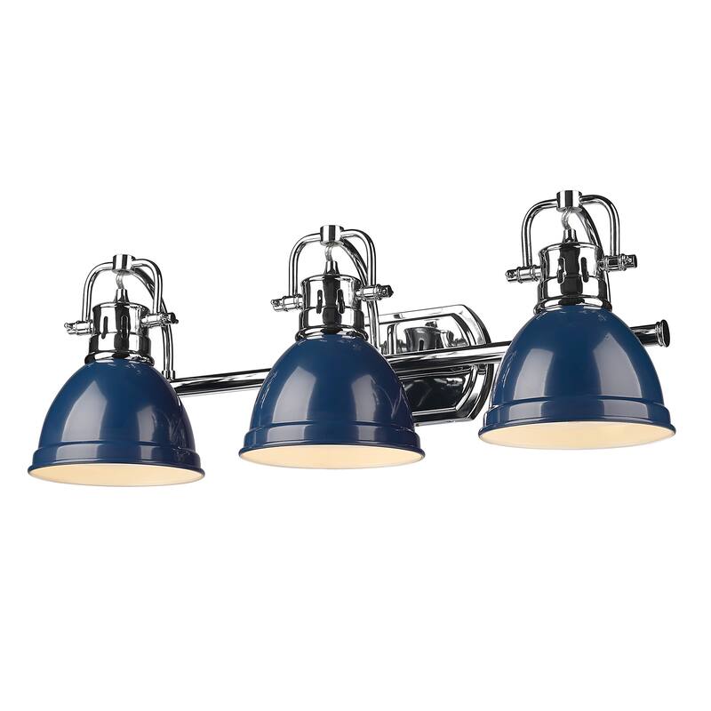 Duncan 3-light Vintage Bathroom Vanity Light - Pewter with Navy Blue
