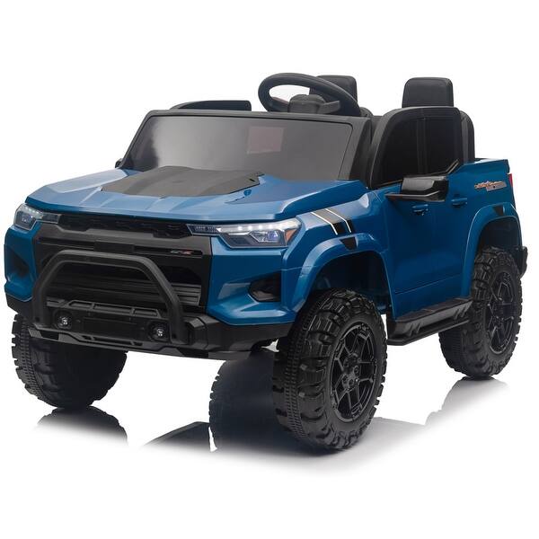 slide 2 of 40, 2-Seater 24V Electric Ride-On Truck Car for Kids with Parent Remote, 10AH Battery, 4WD Option, LED Lights, Music Blue