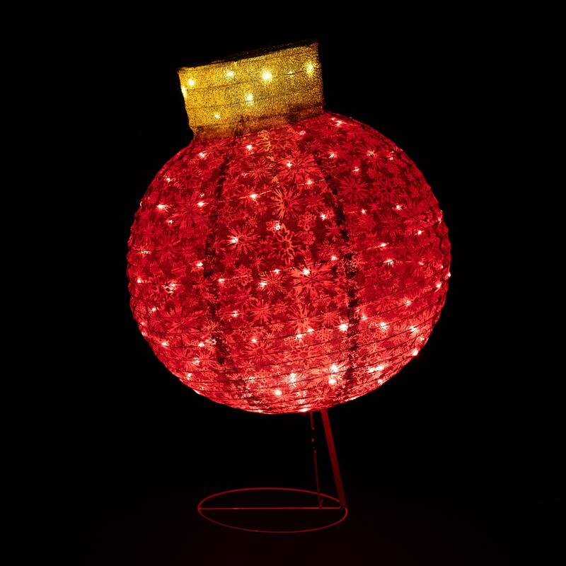 38" LED Twinkling Red Tinsel Ornament Outdoor Christmas Decoration