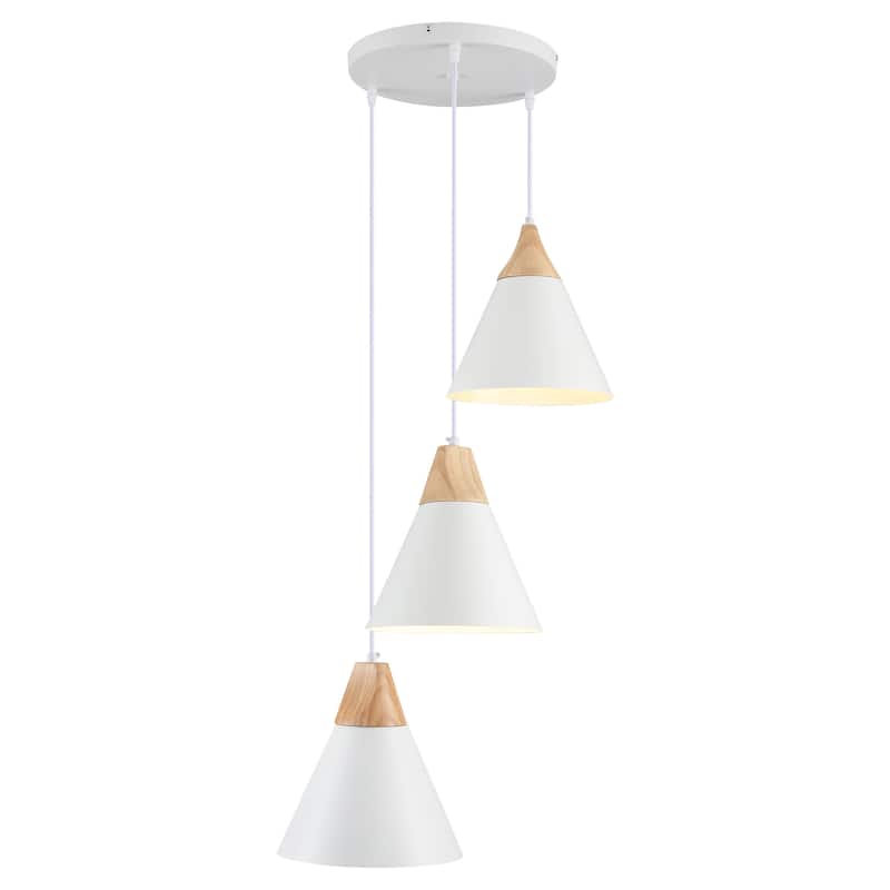 3-Light 9.4"W Metal Wood Island Pendant Lights for Kitchen Living Room
