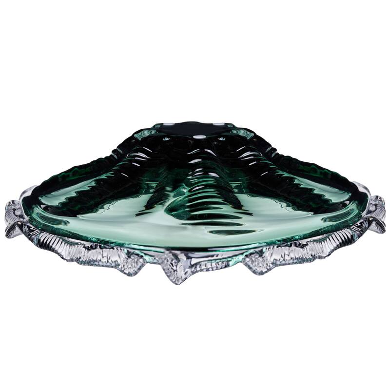 Cascade Petal Platter Scalloped Edge Glass Decorative Bowl for Home