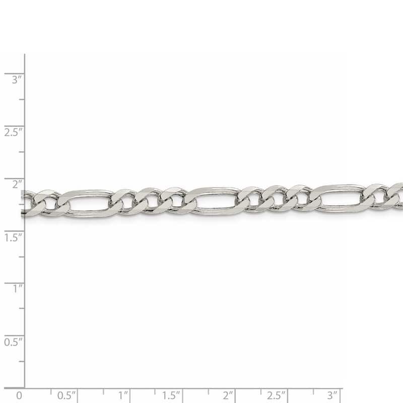 Curata 925 Sterling Silver Solid Polished 6.5mm Figaro Chain Anklet 9 Inch Lobster Claw