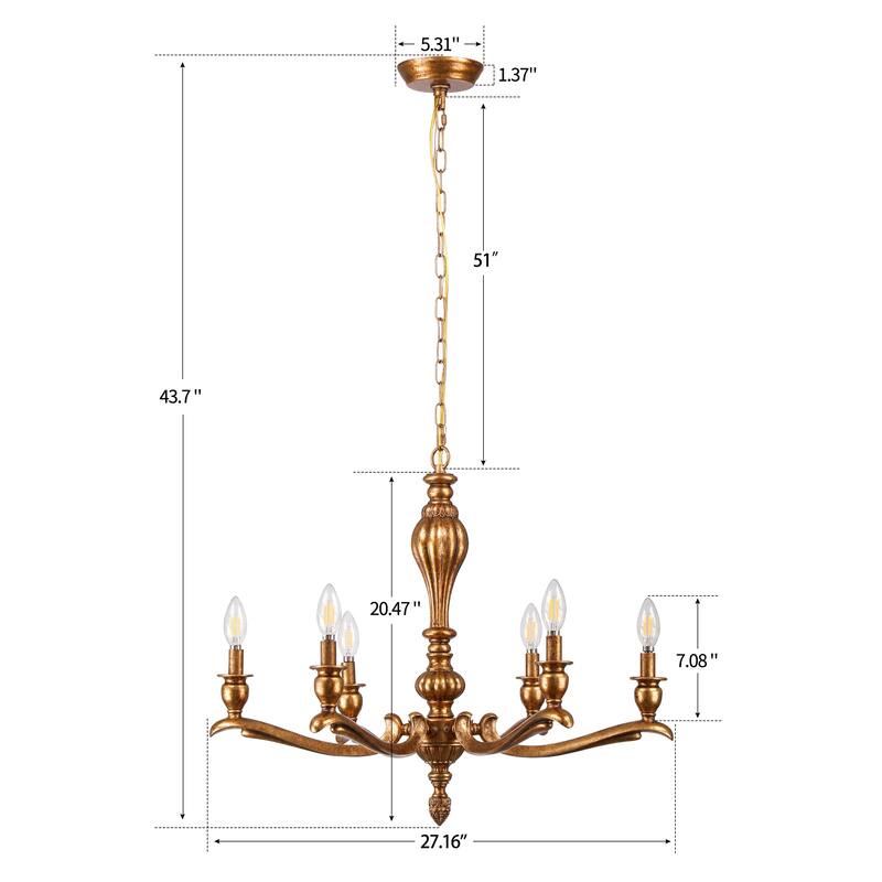 The Provence 6-Light Chandelier in Antique Brass - Antiquity Brass