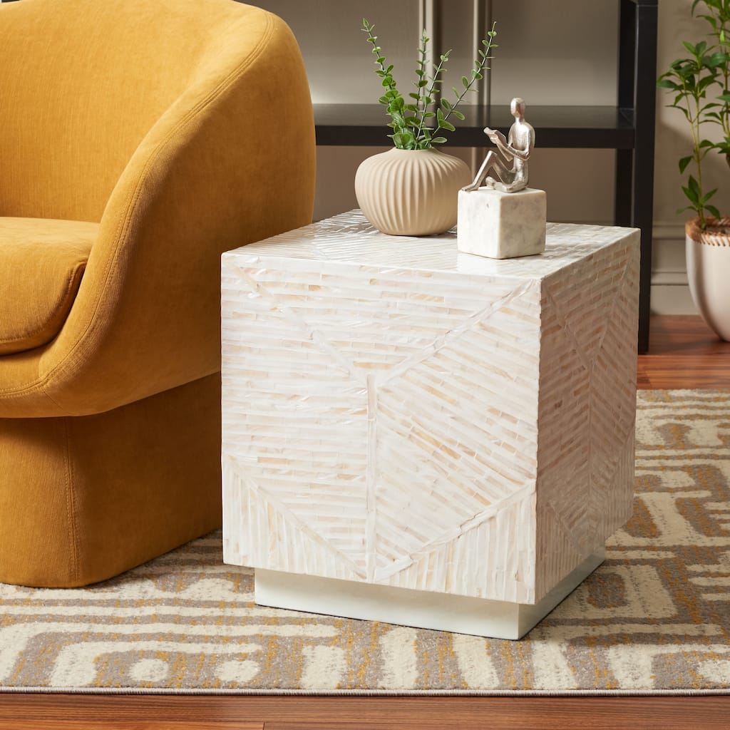 SAFAVIEH Borjana Square Stool - 17" W x 17" D x 18" H - 17Wx17Dx18H