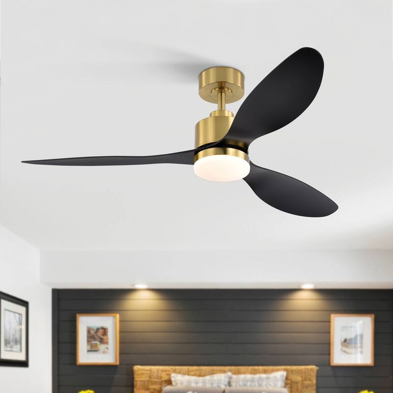 52 Inch Gold LED Ceiling Fan with Lights Remote(3-Blade)
