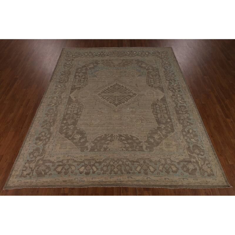 Oushak Turkish Area Rug Vegetable Dye Hand-Knotted Wool Carpet - 8'3"x 9'10"