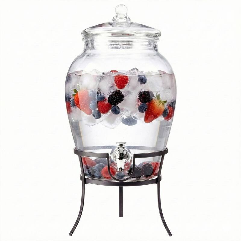 Beverage Dispenser With Metal Rack - 18.5" x 11.5" x 11.5"