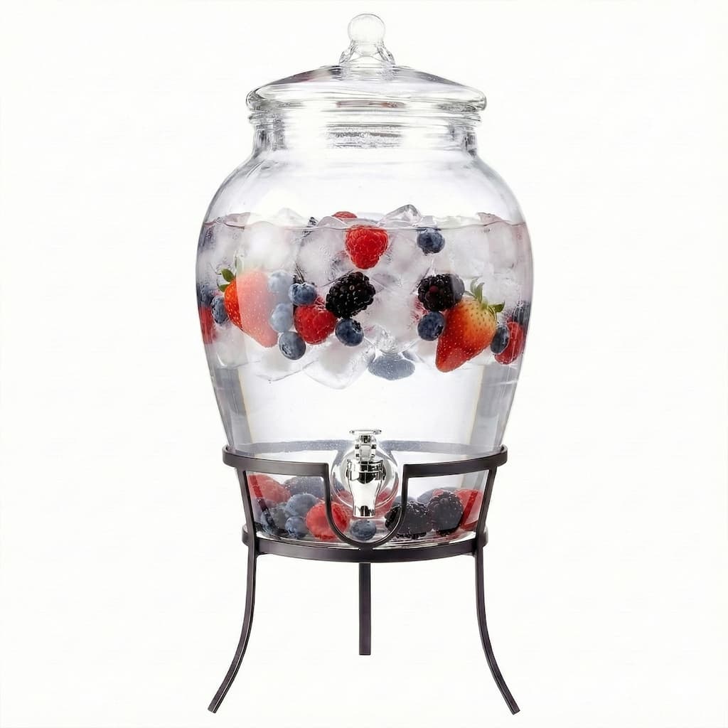Beverage Dispenser With Metal Rack - 18.5" x 11.5" x 11.5"