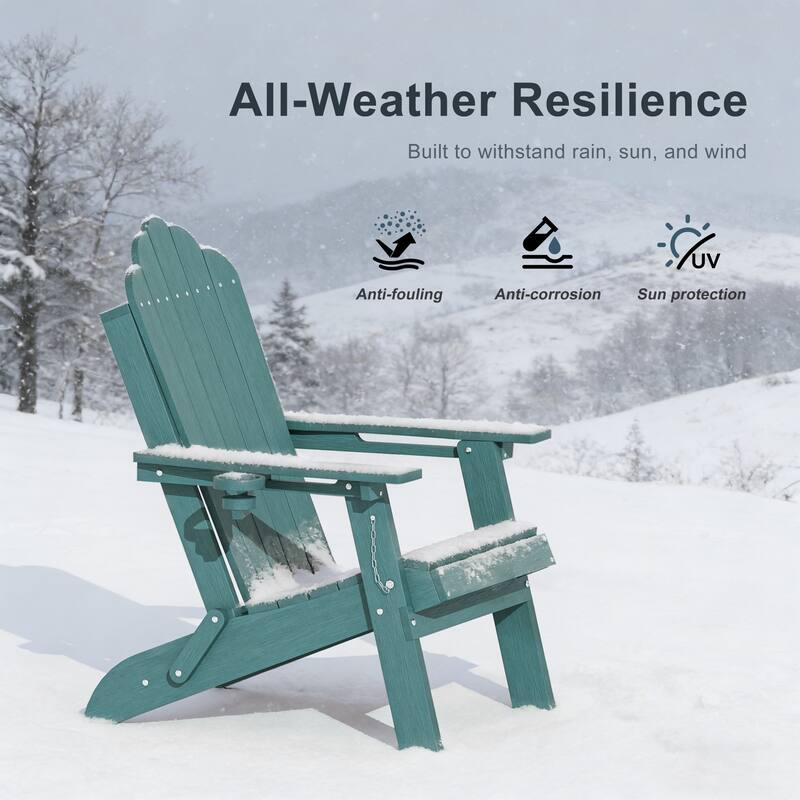 HDPE All-Weather Folding Adirondack Chair with Cup Holder