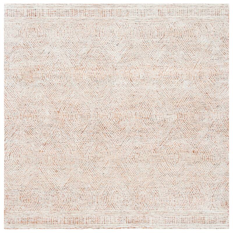 SAFAVIEH Handmade Abstract Leonide Modern Wool Rug - 4' Square - Ivory/Rust