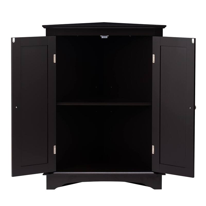 Home Floor Corner Cabinet with Two Doors and Shelves - 12.4"D x 23.62"W x 31.89"H
